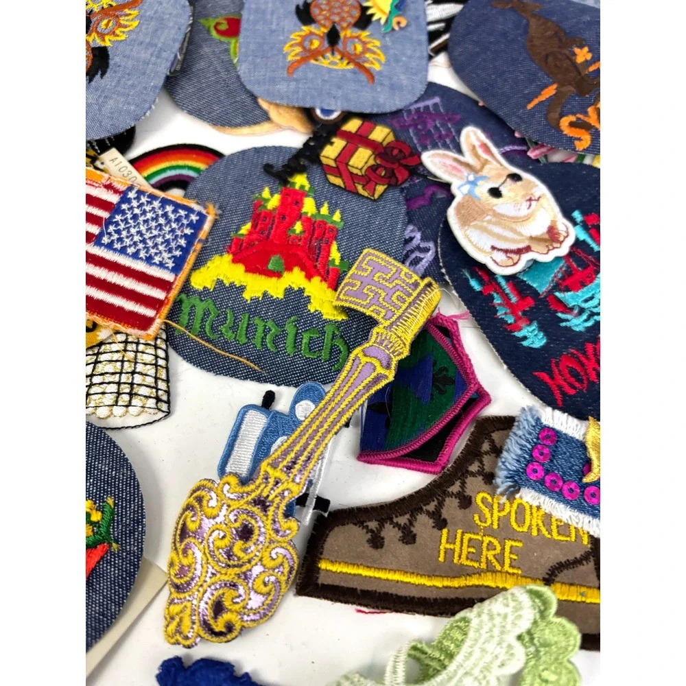 150 Assorted Applique Patches Iron-On or Sew-On Mixed Sequin Craft Lot New‎